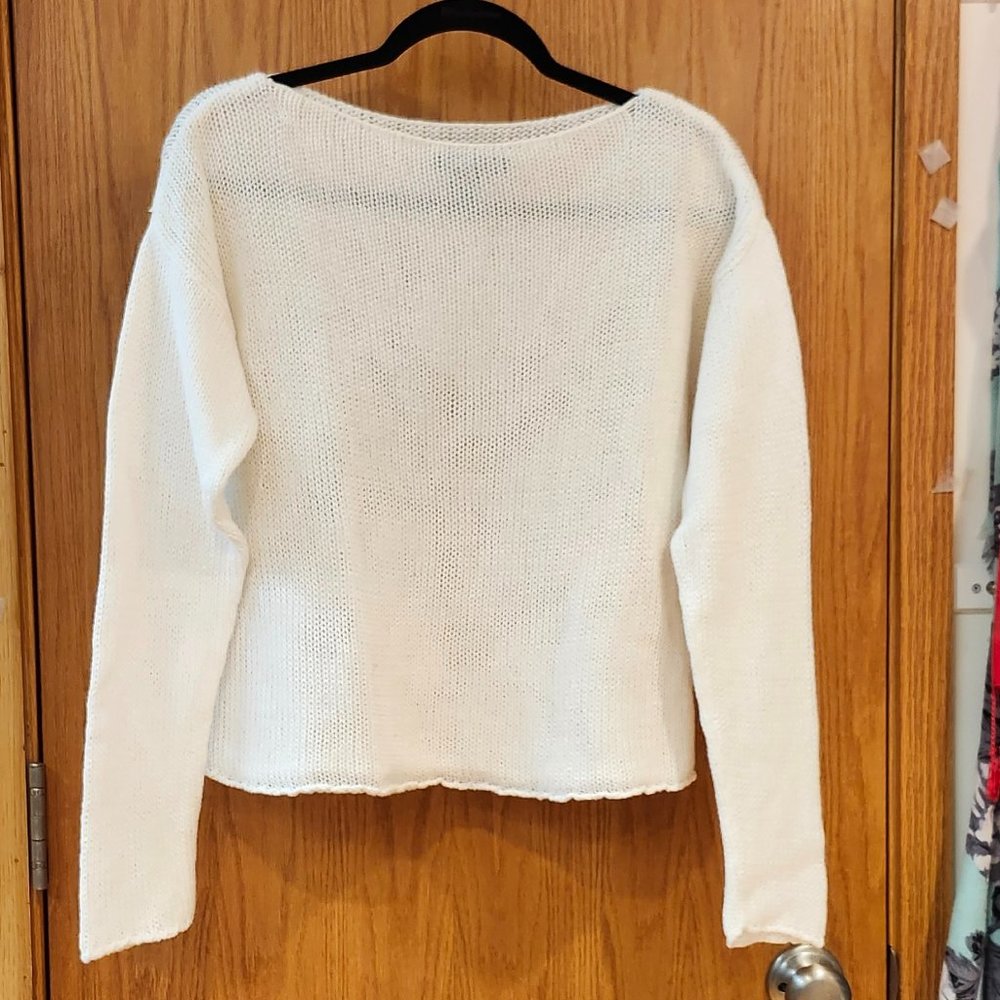 DKNY Long Sleeve Loose Weave 100% Cotton Sweater